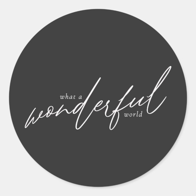 Wonderful World Gift and Mailing Sticker Black (Front)
