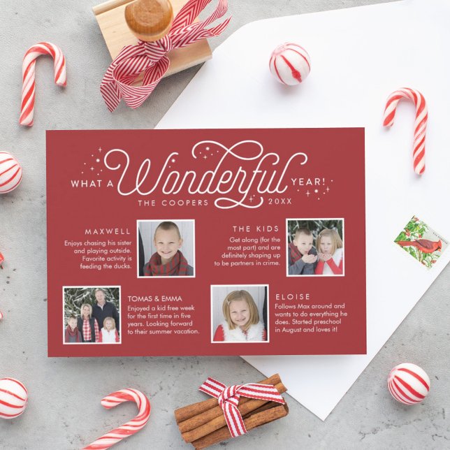 Wonderful Year in Review Family Newsletter Photo Holiday Card (Creator Uploaded)