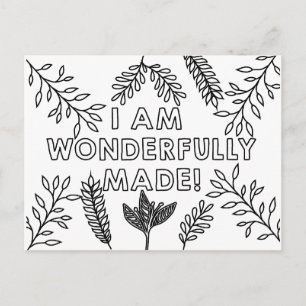 Wonderfully Made Christian Children's Colouring Postcard