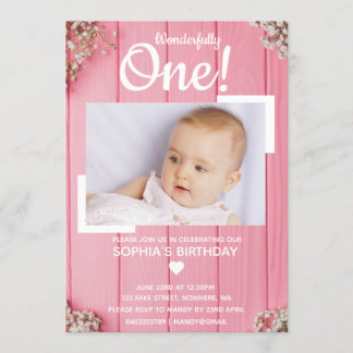 Wonderfully One, First Birthday Invitation