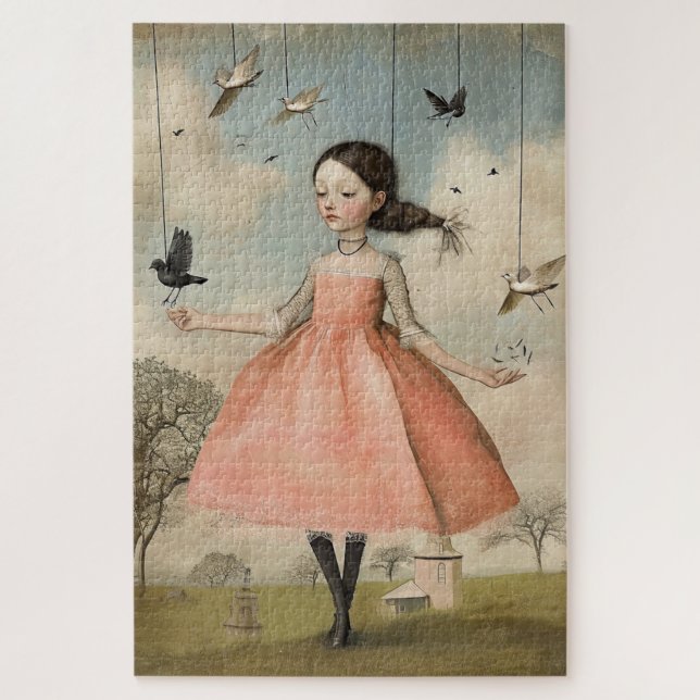 Wonderfully Weird Vintage Dancing Girl Difficult  Jigsaw Puzzle (Vertical)