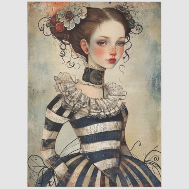 Wonderfully Weird Vintage Girl Tissue Paper (Front)