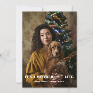 Wonderfur Pet Modern Script Minimalist Photo Holiday Card