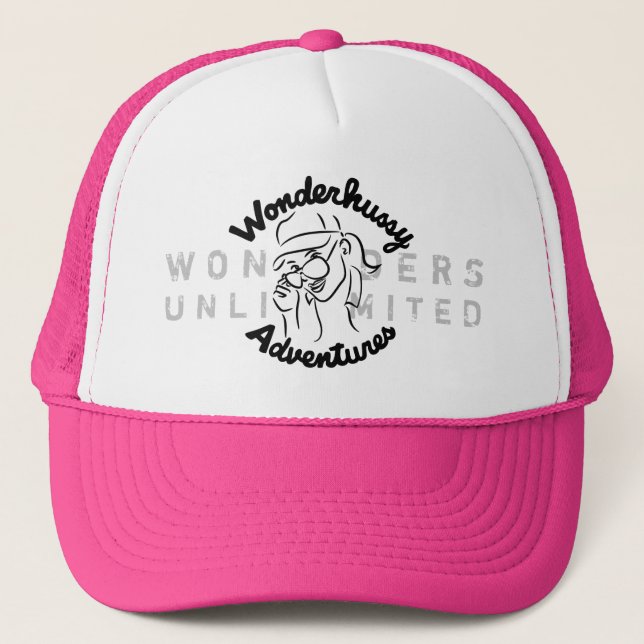Wonderhussy Adventures Portrait Logo Trucker Hat (Front)