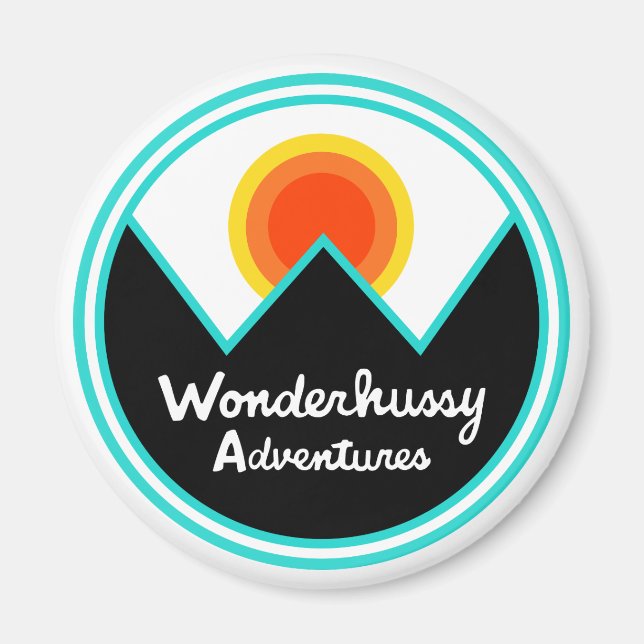 Wonderhussy Adventures Round Retro Sunset Magnet (Front)