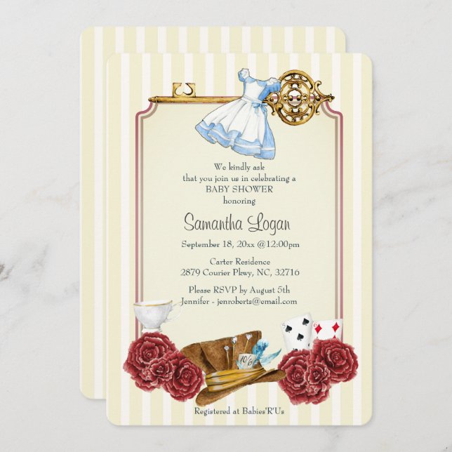 Wonderland Alice Classic Baby Shower Invitation (Front/Back)