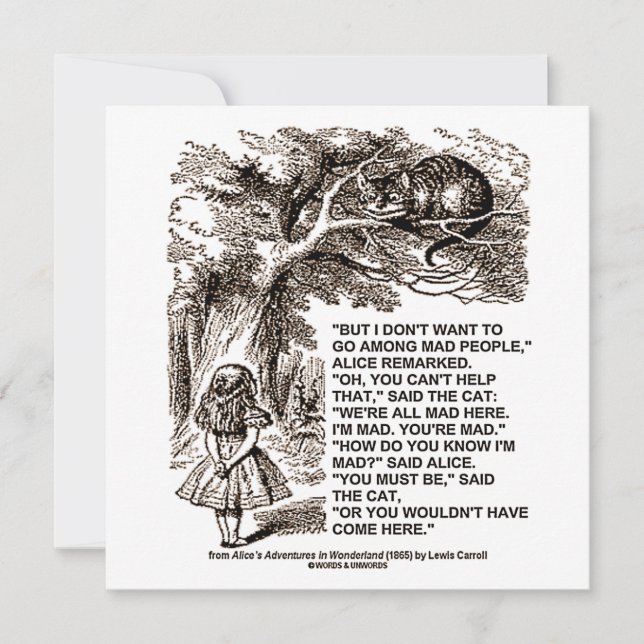 Wonderland Alice Go Among Mad People Quote (Front)