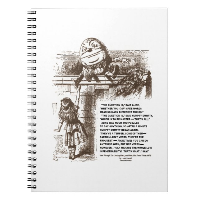 Wonderland Alice Humpty Dumpty Conversation Quote Notebook (Front)