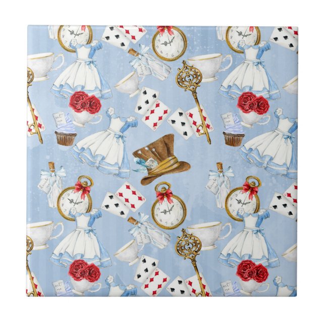 Wonderland Alice Pattern Ceramic Tile (Front)