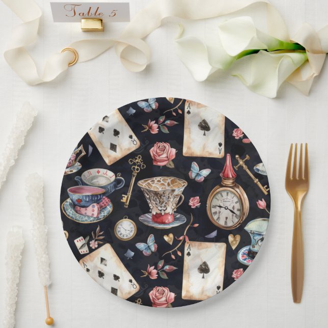 Wonderland Alice Pattern  Paper Plate (Wedding)