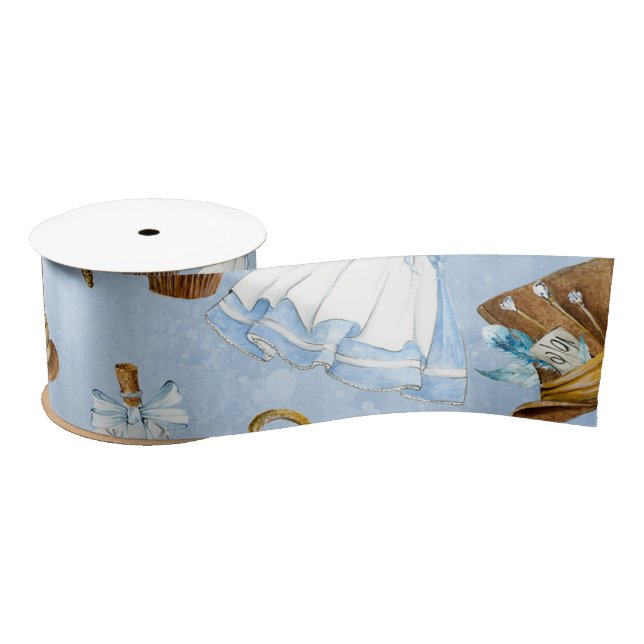 Wonderland Alice Pattern Satin Ribbon (Spool)