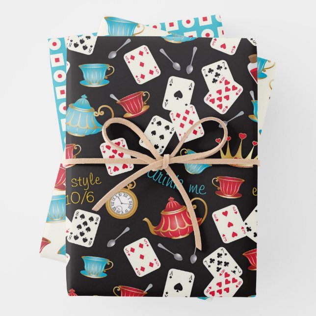 Wonderland Alice Pattern Wrapping Paper Sheet  (In situ)