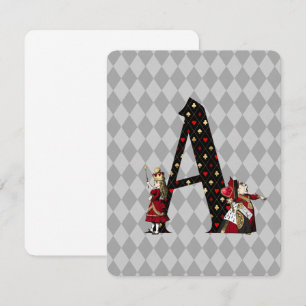 Wonderland Alice & Queen of Hearts Letter A Card