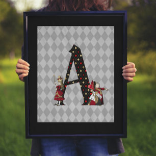 Wonderland Alice & Queen of Hearts Letter A  Poster