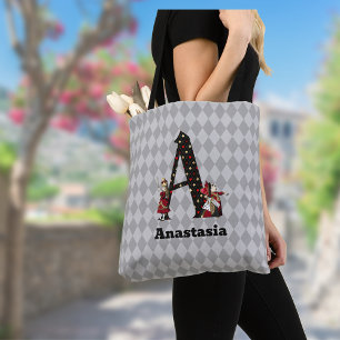 Wonderland Alice & Queen of Hearts Letter A   Tote Bag