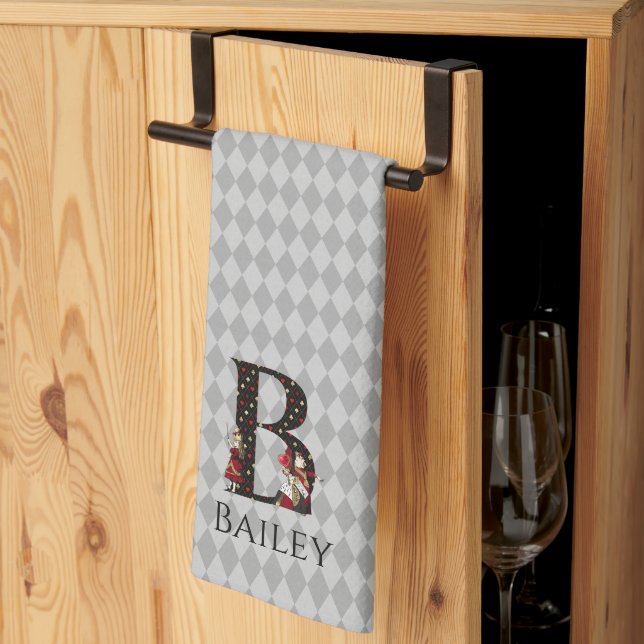 Wonderland Alice & Queen of Hearts Letter B  Tea Towel (Thirds Fold)