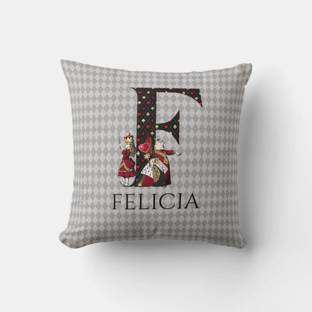 Wonderland Alice & Queen of Hearts Letter F Cushion (Front)