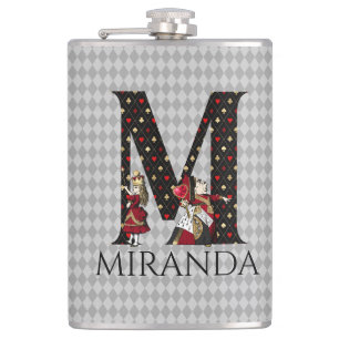 Wonderland Alice & Queen of Hearts Letter M  Hip Flask