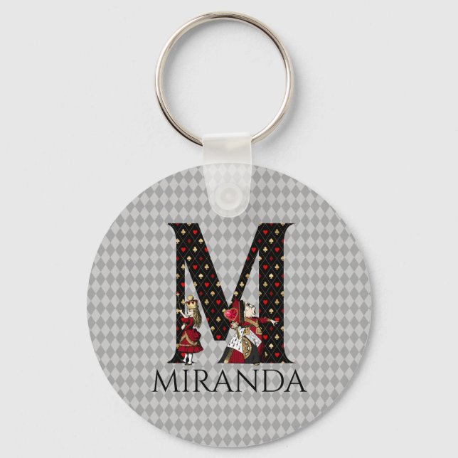 Wonderland Alice & Queen of Hearts Letter M Key Ring (Front)