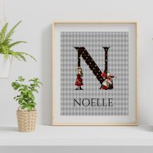 Wonderland Alice & Queen of Hearts Letter N 