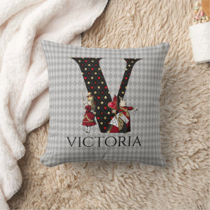Wonderland Alice & Queen of Hearts Letter V Cushion