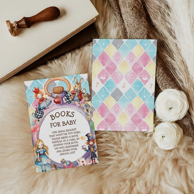 Wonderland Baby Shower Book Request Enclosure Card (Creator Uploaded)