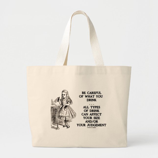 Wonderland Be Careful What You Drink (Alice) Large Tote Bag (Front)