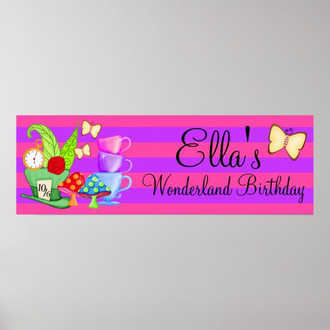 Wonderland Birthday Banner Poster (Front)