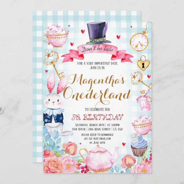 Wonderland birthday invitation (Front/Back)