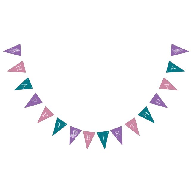 Wonderland Birthday Purple Pink Teal Bunting (All)