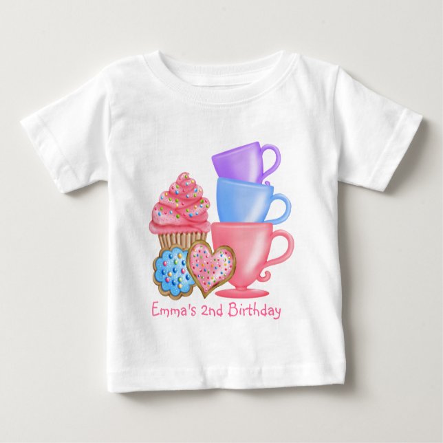 Wonderland  Birthday Tea Party Baby T-Shirt (Front)