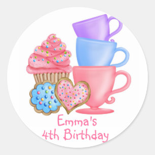 Wonderland Birthday Tea Party Classic Round Sticker