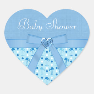 Wonderland Blue Flamingo Baby Shower Stickers
