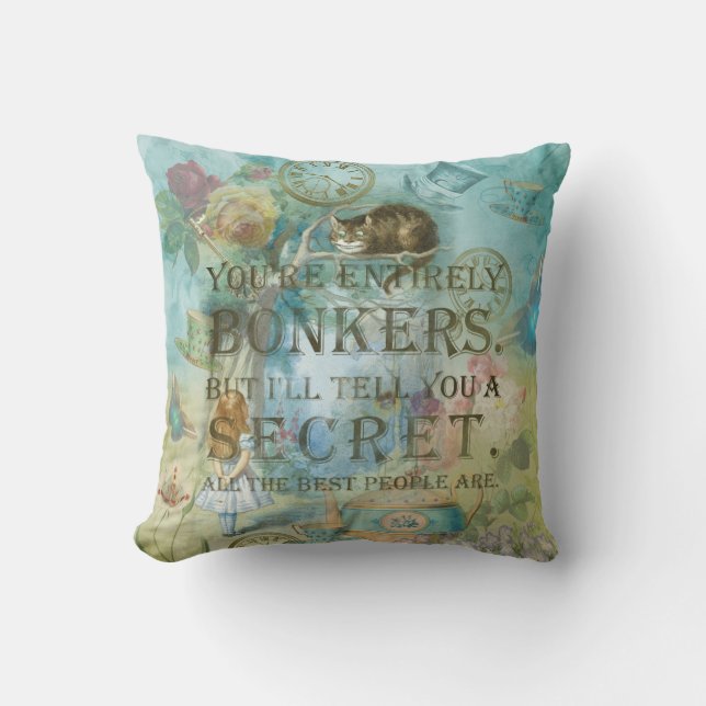 Wonderland - Bonkers Quote- Alice in Wonderland Cushion (Front)