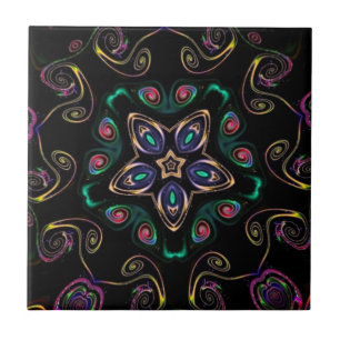 Wonderland crazy kitty geometric black emerald ceramic tile