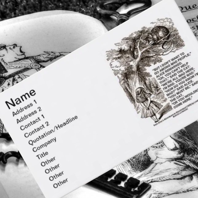 Wonderland Don't Want To Go Among Mad People Alice Business Card (Creator Uploaded)