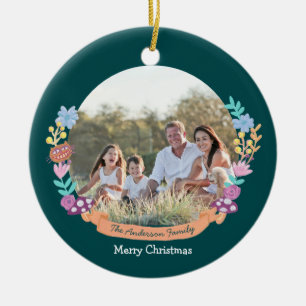 Wonderland Dreamer floral wreath_green Ceramic Ornament