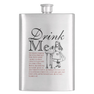Wonderland Drink Me Classic Flask in Black and Red
