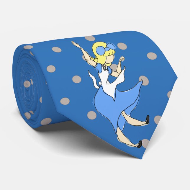Wonderland Falling Alice Sketchy Pattern Tie (Rolled)