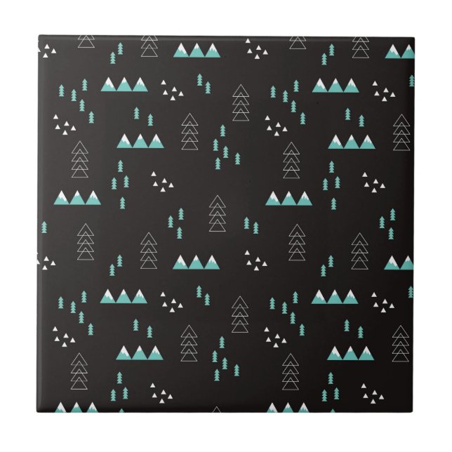 Wonderland Geometric Night Pattern Ceramic Tile (Front)