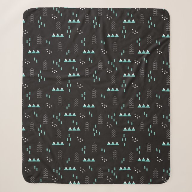 Wonderland Geometric Night Pattern Sherpa Blanket (Front)