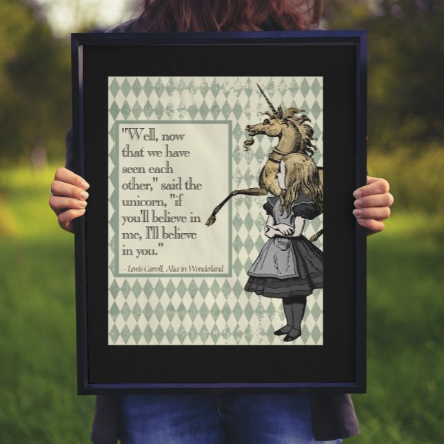 Wonderland I'll Believe In You Unicorn Quote Poster (Creator Uploaded)