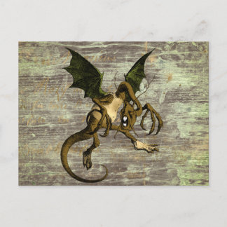 Wonderland Jabberwocky on Distressed Wood Postcard
