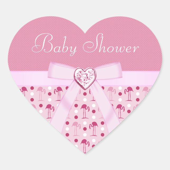 Wonderland Pink Flamingo Baby Shower Stickers (Front)