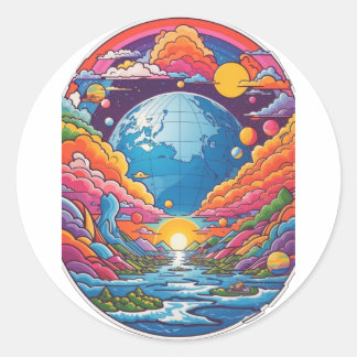 Wonderland Planet Classic Round Sticker