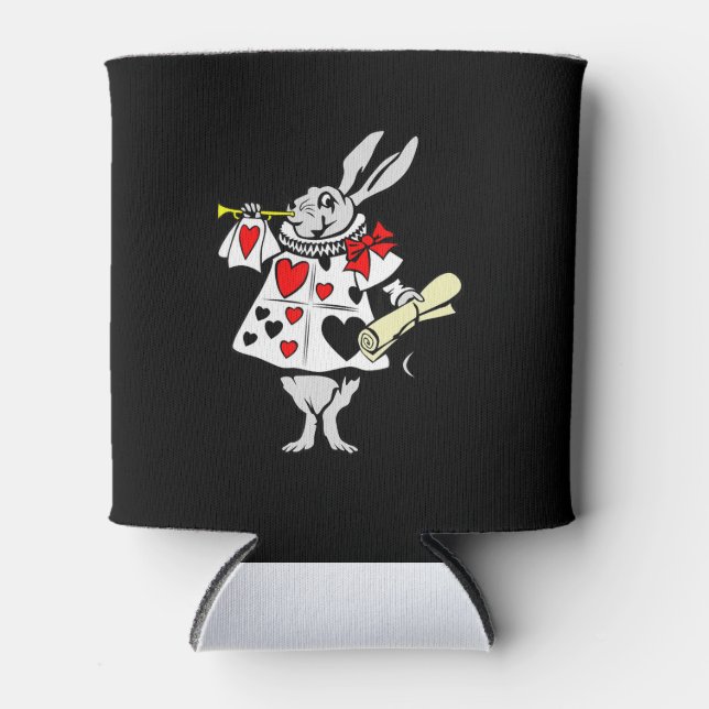 Wonderland Rabbit Easter Bunny Playing Music Can Cooler (Front)