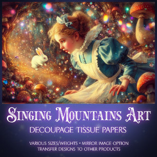 Wonderland Rabbit Hole Fantasy Art Decoupage Tissue Paper