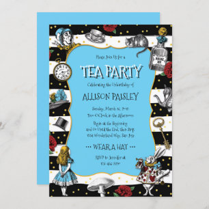 Wonderland Tea Party Whimsical Blue Invitation
