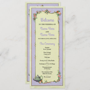Wonderland Teapot Floral Wedding Program Details