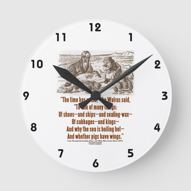Wonderland The Time Has Come The Walrus Said Quote Round Clock (Front)
